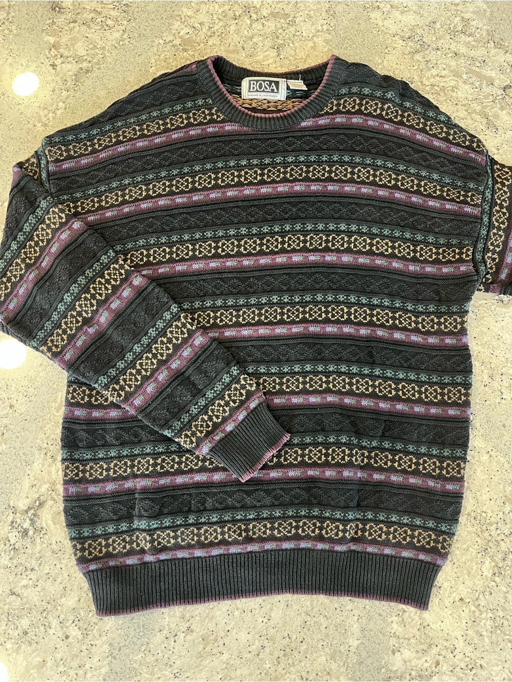 Vintage Bosa Multi-Coloured Striped 3D Knit
